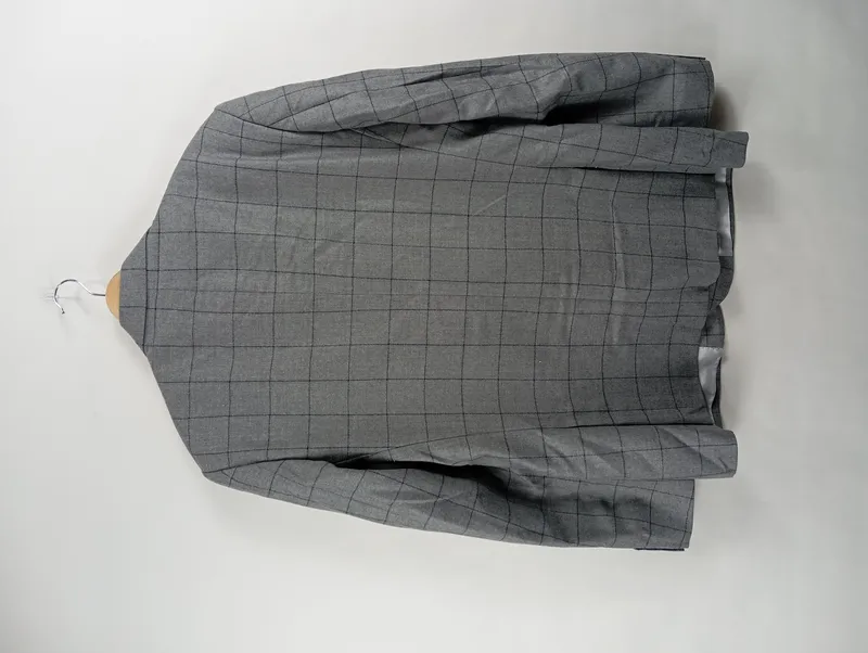 Charles Tyrwhitt Sakko Herren Gr. 46 Grau Kariert Business Wolle 3