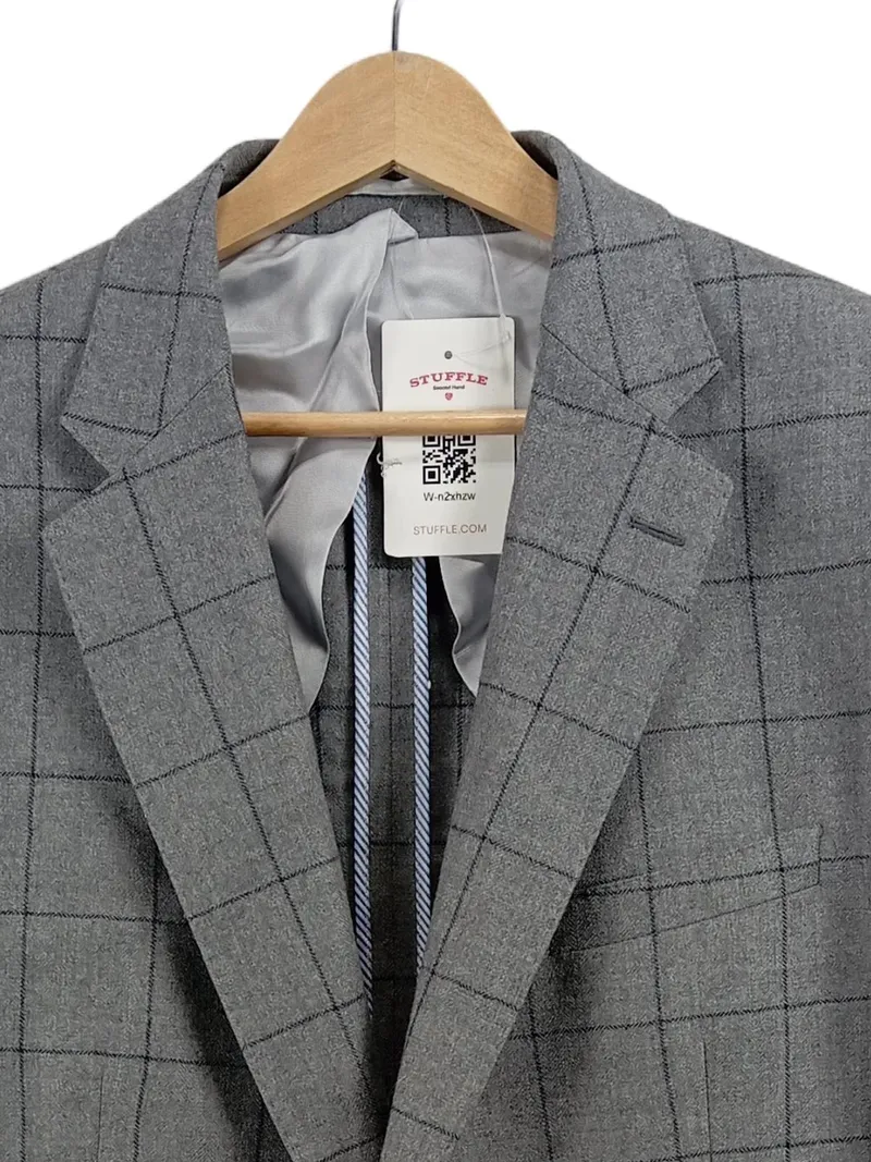 Charles Tyrwhitt Sakko Herren Gr. 46 Grau Kariert Business Wolle 4