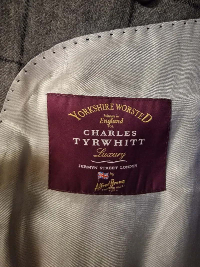Charles Tyrwhitt Sakko Herren Gr. 46 Grau Kariert Business Wolle 6
