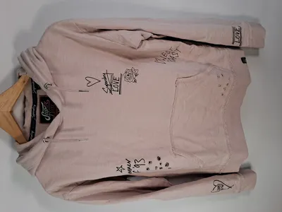 Superdry Damen Kapuzenpullover Hoodie Rosa Gr. 36, S Print Destroyed