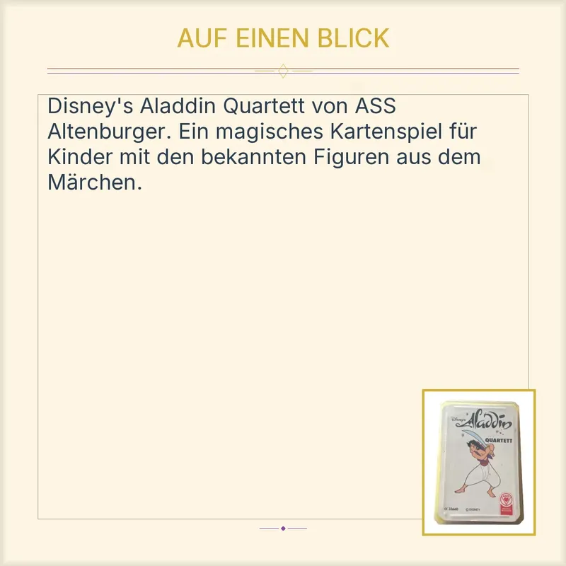 Disney's Aladdin Quartett ASS Altenburger Kartenspiel Märchen Kinder 6