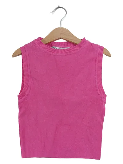 Zara Damen Pullunder Pink Gr. 36 S Ärmellos Basic Viskose
