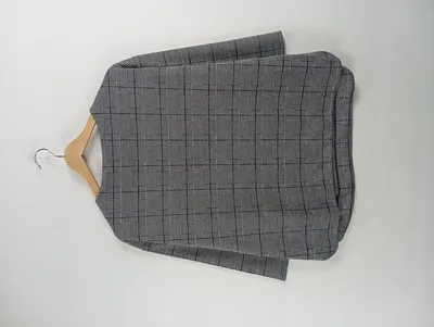 Ambria Damen Pullover Kariert Grau Gr. 42 3/4-Arm Zierknöpfe