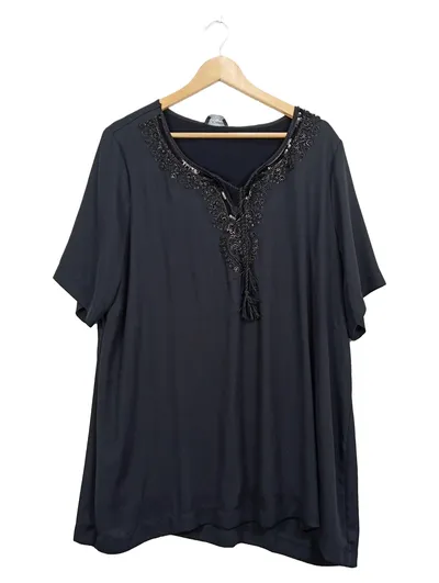 VIA APPIA DUE Damen Top Gr. 46 Schwarz Pailletten Stickerei Elegant