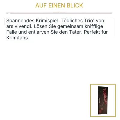 Tödliches Trio ars vivendi Krimispiel Brettspiel Detektivspiel