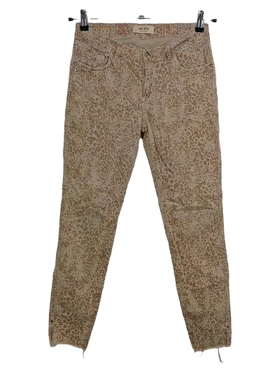 Mos Mosh Damen Jeans Slim Fit Gr. 38 W29 Beige Leo Animal Print