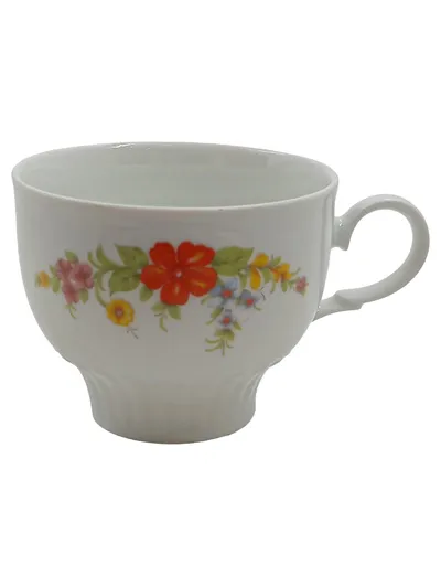 Mitterteich Porzellan Kaffeetasse Weiß Blumenmuster Vintage