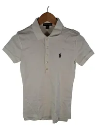 Ralph Lauren Damen Poloshirt Weiß Gr. 36/S Klassisch Baumwolle Kurzarm 1