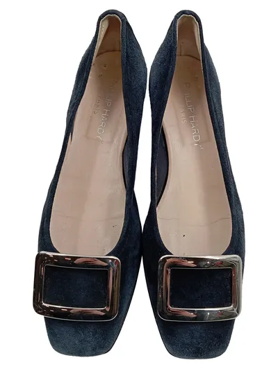 Phillip Hardy Damen Slipper Blau Gr. 36 Elegant Wildleder