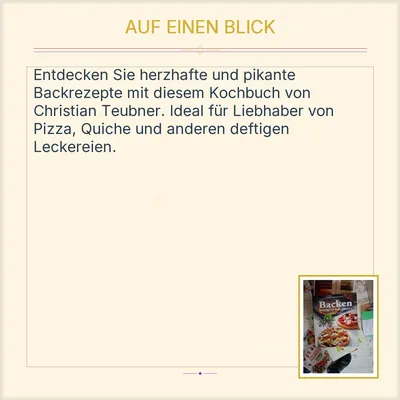 Backen Herzhaft und Pikant - Christian Teubner Kochbuch Bellavista