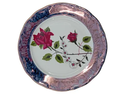 Chodzież Essteller Kuchenteller Porzellan Vintage Blumendekor Mehrfarbig 19 cm
