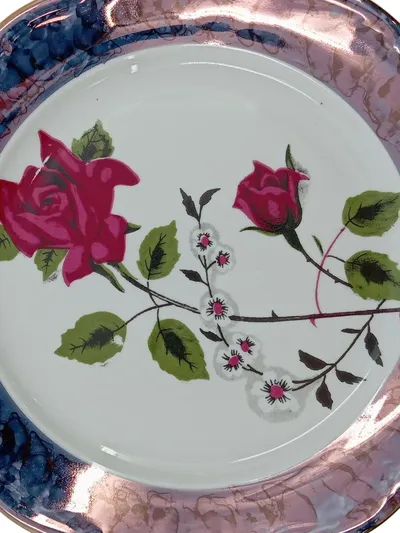 Chodzież Essteller Kuchenteller Porzellan Vintage Blumendekor Mehrfarbig 19 cm