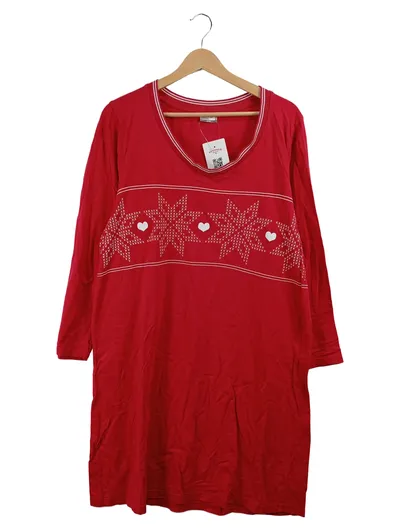 OUTFIT Damen Nachthemd Rot Gr. 40 L Sterne Herzen Casual Baumwolle