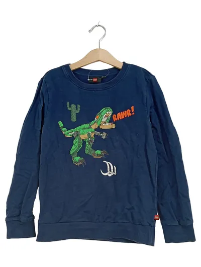 LEGO Pullover Kinder Gr. 128 Dinosaurier Dino Sweatshirt Blau Jungen