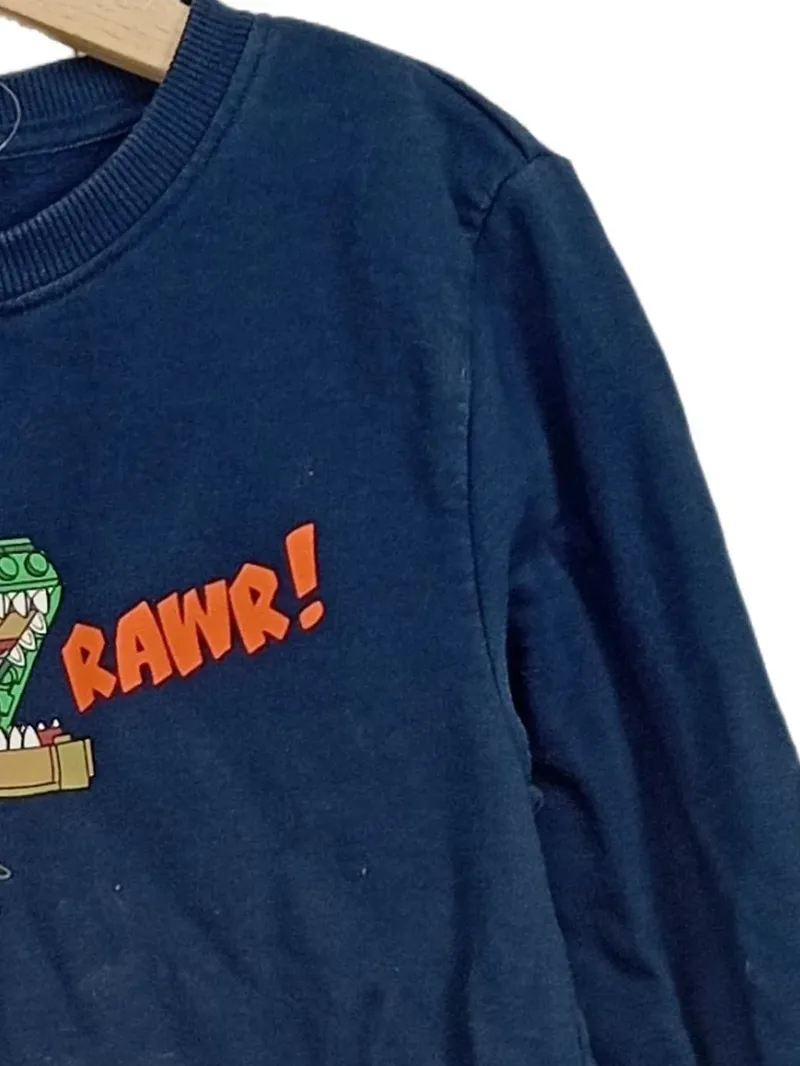 LEGO Pullover Kinder Gr. 128 Dinosaurier Dino Sweatshirt Blau Jungen 4
