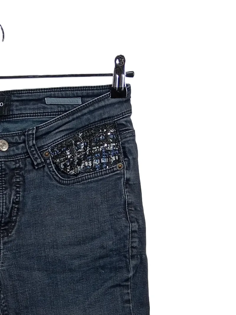 Cambio Jeans Regular Fit Damen Blau Gr. 42 W33 Pailletten 2