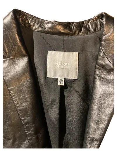 VERSACE JEANS COUTURE Damen Lederjacke Blazer Schwarz Gr. 44