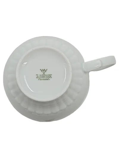 Mitterteich Tasse Porzellan Weiß Blumenmuster Vintage 8,5 cm