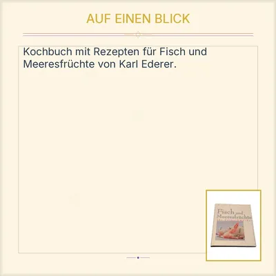 Kochbuch Fisch und Meeresfrüchte für Feinschmecker Karl Ederer Bechtermünz