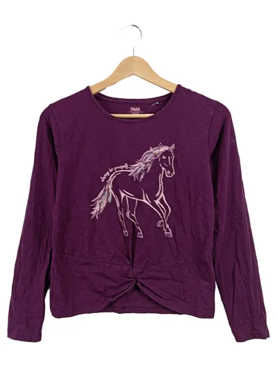 Yigga Mädchen Pullover Langarm Pferd Pailletten Lila Gr. 158