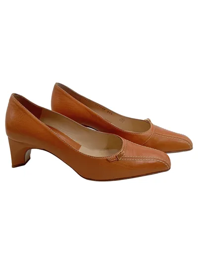 Bruno Magli Damen Pumps Leder Cognac Braun Gr. 36.5 Klassisch