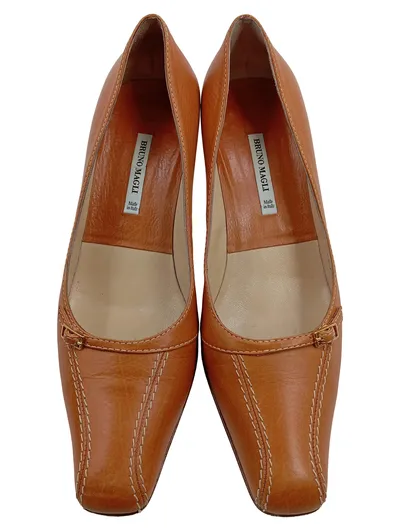Bruno Magli Damen Pumps Leder Cognac Braun Gr. 36.5 Klassisch