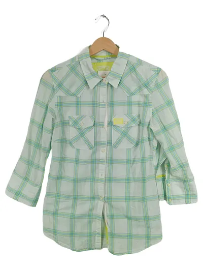 Superdry Damen Freizeithemd Gr. M kariert grün Baumwolle Bluse