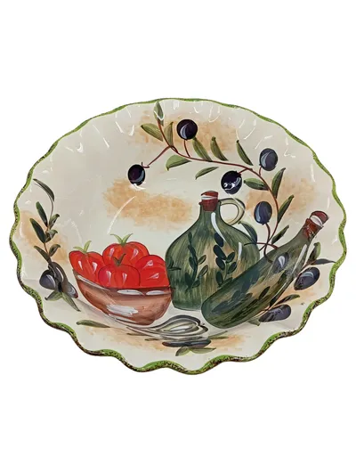 Domestic Dekoschale Keramik 29x8 cm Mehrfarbig Stillleben Tomaten Oliven