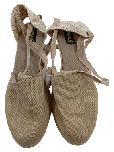 EMMA Damen Espadrille Schnürschuh Keilabsatz Beige Gr. 40 Casual