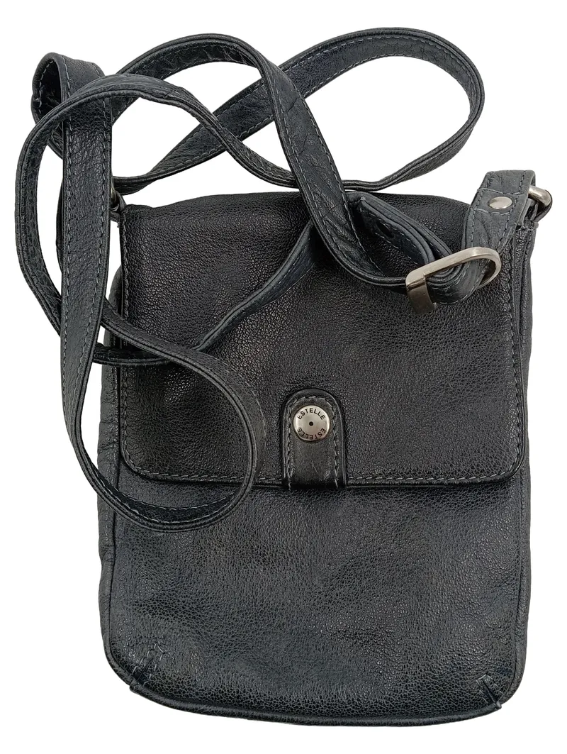 Estelle Umhängetasche Damen Leder Schwarz Casual Crossbody Bag Klein 1