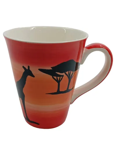 Cha Cult Tasse Safari Motiv Afrika Giraffe Porzellan Mehrfarbig Handbemalt