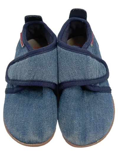 Giesswein Hausschuhe Kinder Gr. 24 Blau Jeans Klettverschluss Vision Walk