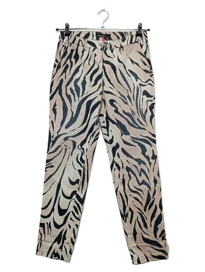 Marc Cain Damen Stoffhose Gr. 38 W29 M Beige Zebra Muster Animal Print