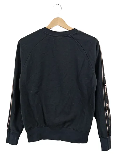 Champion Damen Sweatshirt Pullover Tape Logo Schwarz Gr. 36 S