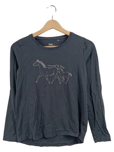 Yigga Pullover Langarmshirt Grau Pferde-Print Gr. 158, 164