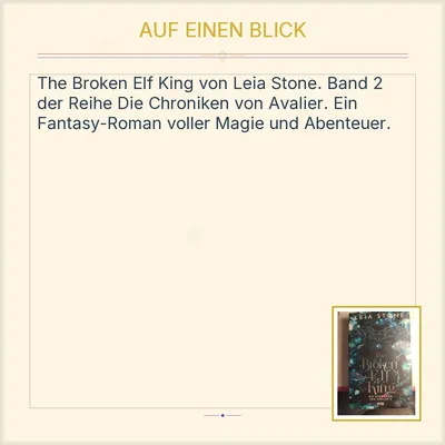 The Broken Elf King - Leia Stone - ONE - Die Chroniken von Avalier 2 Buch
