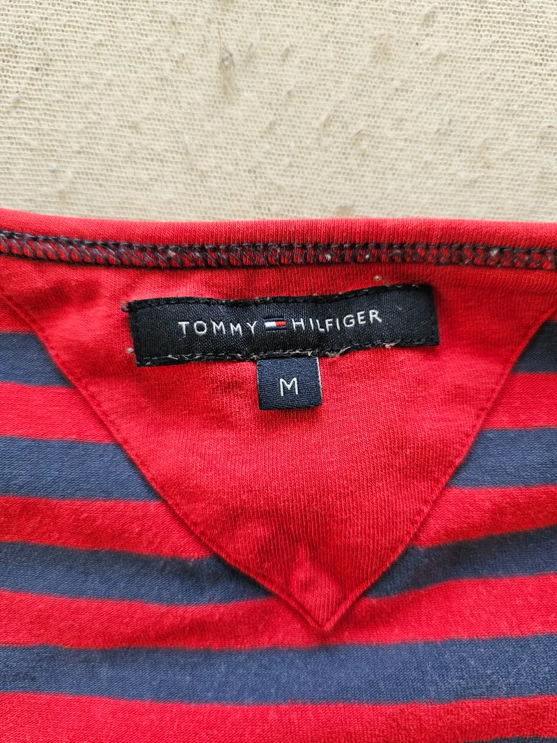 Tommy Hilfiger Damen T-Shirt Gestreift Rot Blau Gr. M Maritim 5
