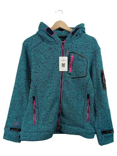 Anapurna Damen Fleecejacke Outdoorjacke Petrol Meliert Gr. 40 L Kapuze