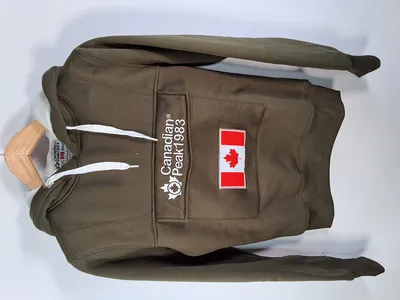 Canadian Peak Kapuzenpullover Damen Oliv Gr. 38 M Hoodie Logo Flagge