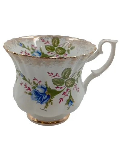 Chodzież Kaffeetasse Porzellan Weiß Blumenmuster Vintage Goldrand