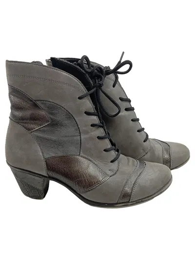Remonte Damen Schnürstiefelette Grau Leder Gr. 38 Casual