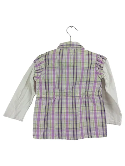 Topolino Hemdbluse Kariert Lila Rüschen Langarm Gr. 86