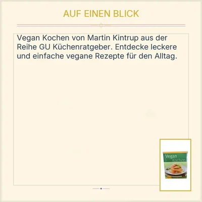 Vegan Kochen Martin Kintrup GU Küchenratgeber Kochbuch Rezepte