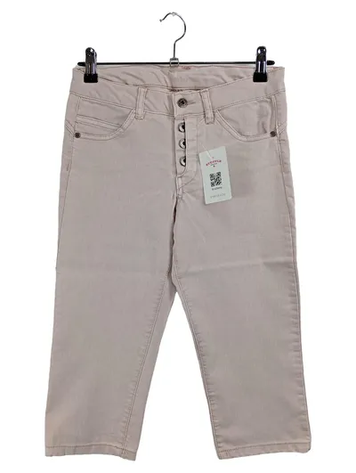 Takko Fashion Damen Capri Jeans Straight Leg Beige Gr. 34 W26 XS