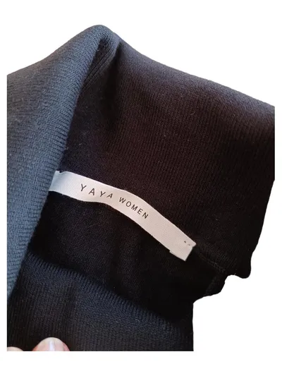 YAYA Damen Rollkragenpullover Schwarz Gr. 40 L Basic Viskose Langarm