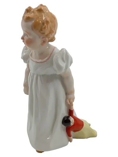 Meissen Porzellanfigur Kind mit Puppe 73375 Weiß Klassisch