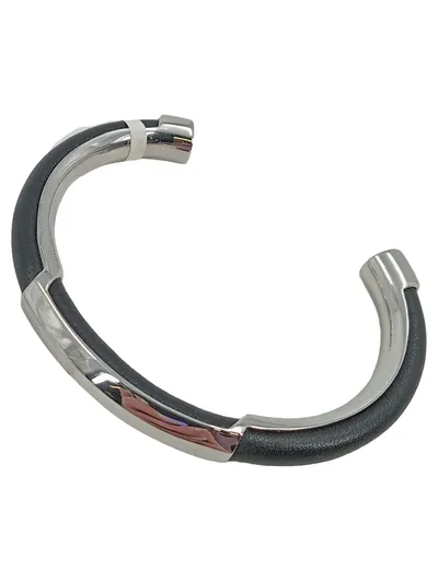 s.Oliver Herren Armband Leder Edelstahl Schwarz Modern