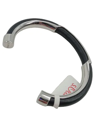 s.Oliver Herren Armband Leder Edelstahl Schwarz Modern