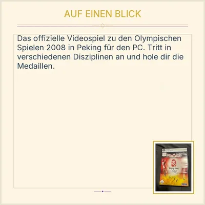 Beijing 2008 SEGA PC DVD Sportspiel Olympia Olympische Spiele