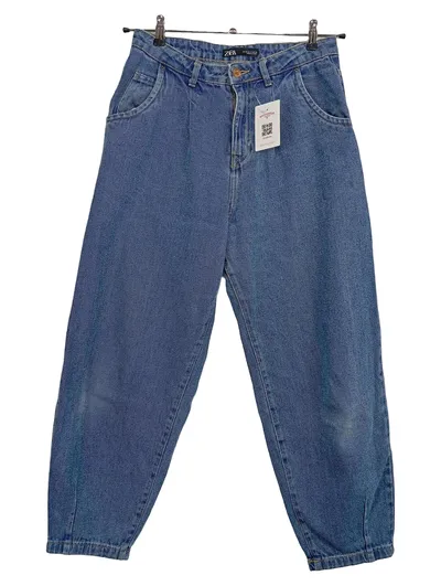 Zara Damen Jeans Tapered Fit Blau Gr. 38 W29 M Casual